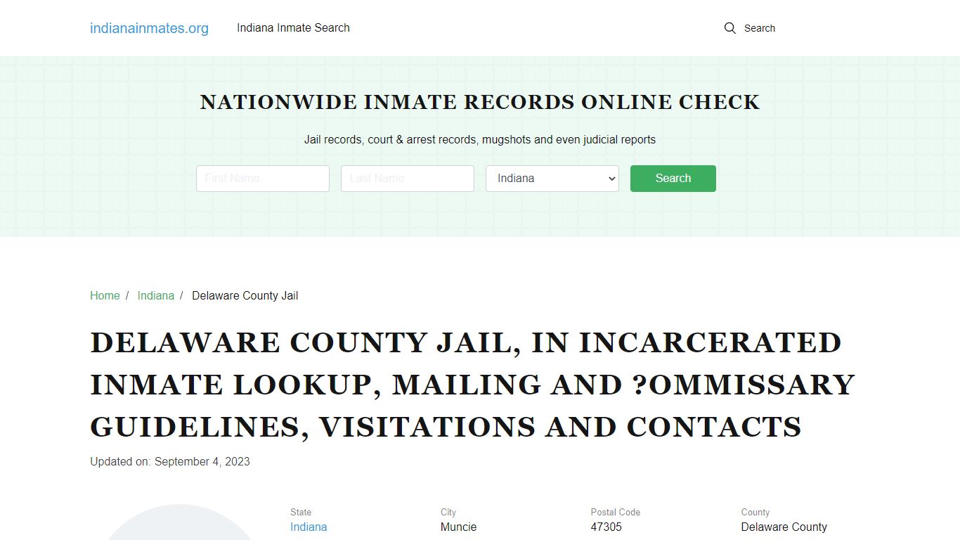 Delaware County Jail, IN: Offender Locator, Visitation & Contact Info